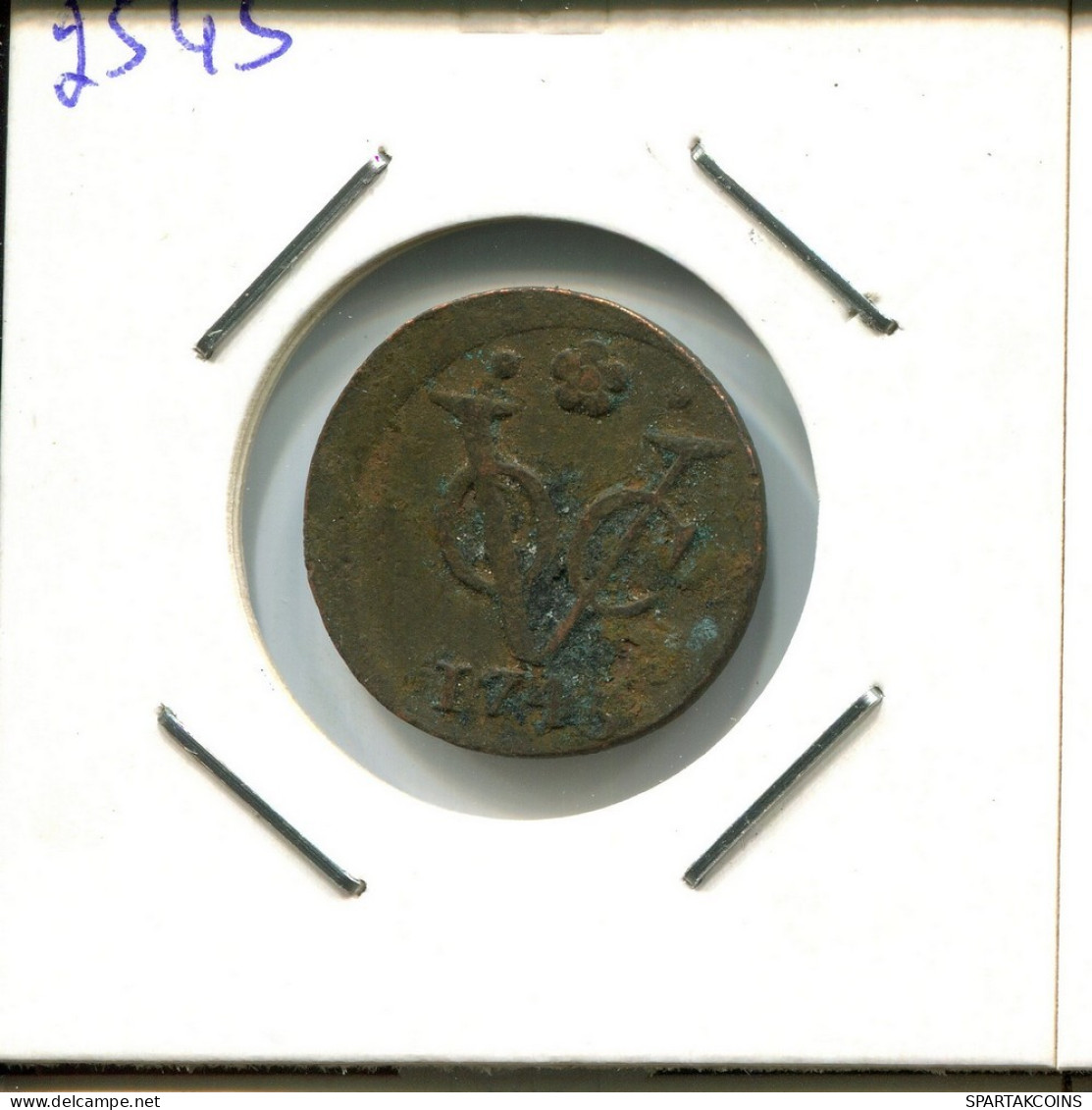 1745 HOLLAND VOC DUIT NETHERLANDS INDIES NEW YORK COLONIAL PENNY #VOC2545.7.U.A - Dutch East Indies