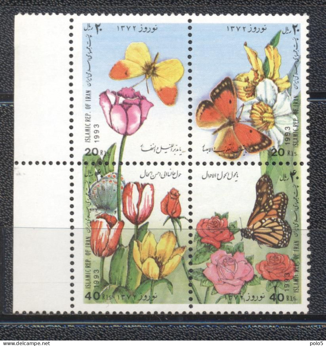 Iran 1993- New Year- Flowers Block Of 4 V - Irán