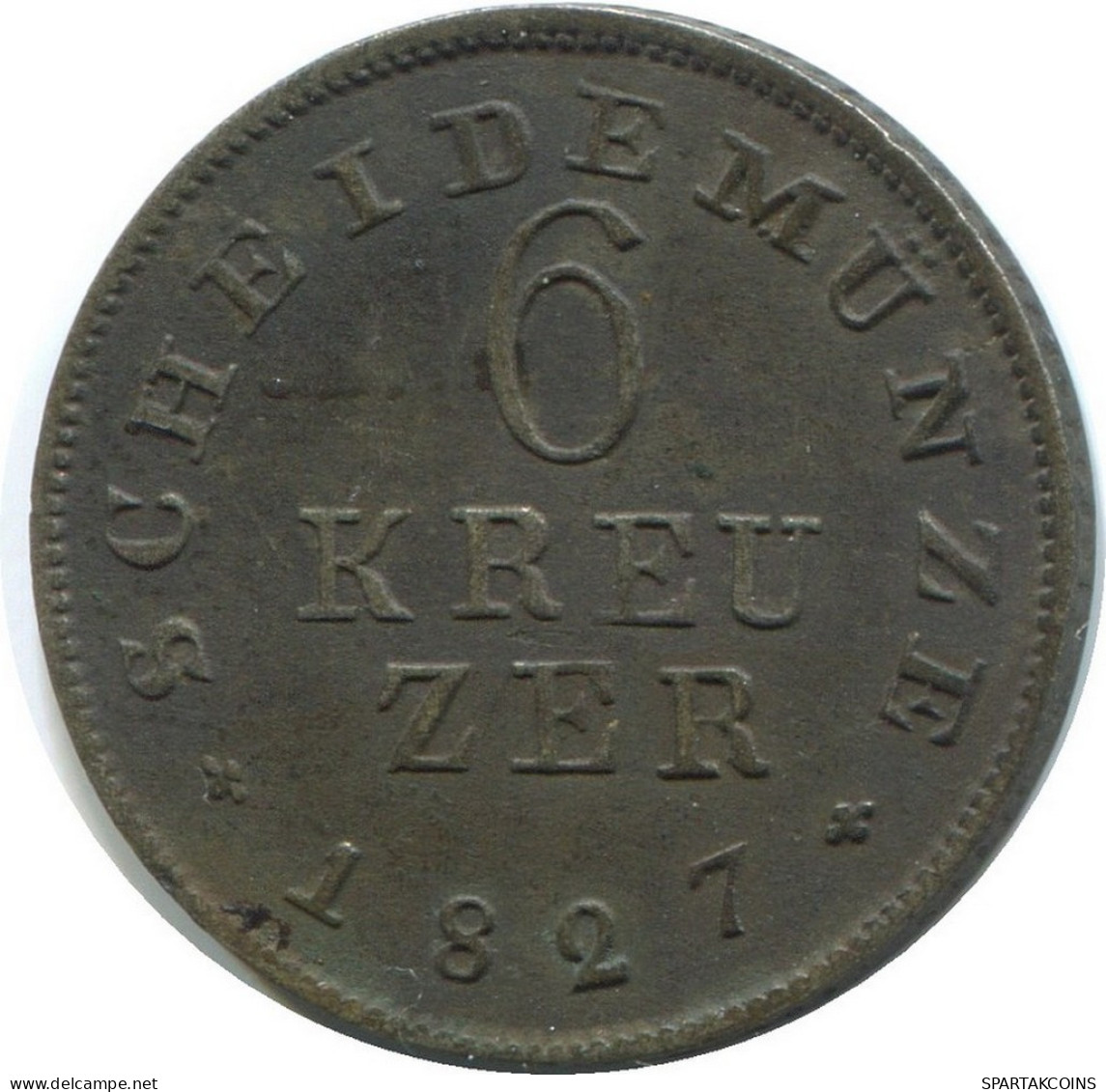 HESSE-DARMSTADT 6 Kreuzer 1827 German States #DE10583.13.F.A - Sonstige & Ohne Zuordnung