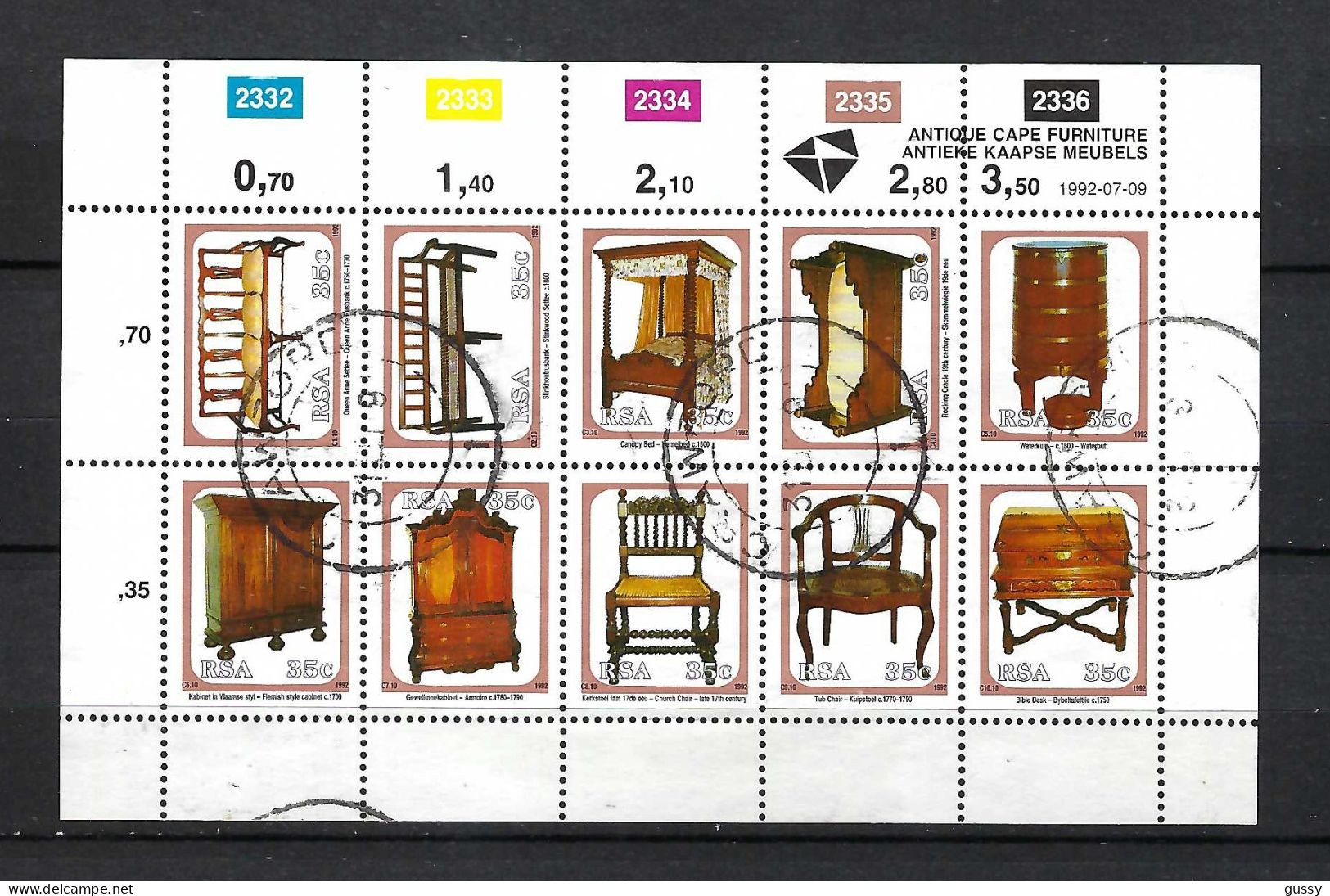 AFRIQUE DU SUD 1992: B&F De 10 TP Obl. - Gebraucht