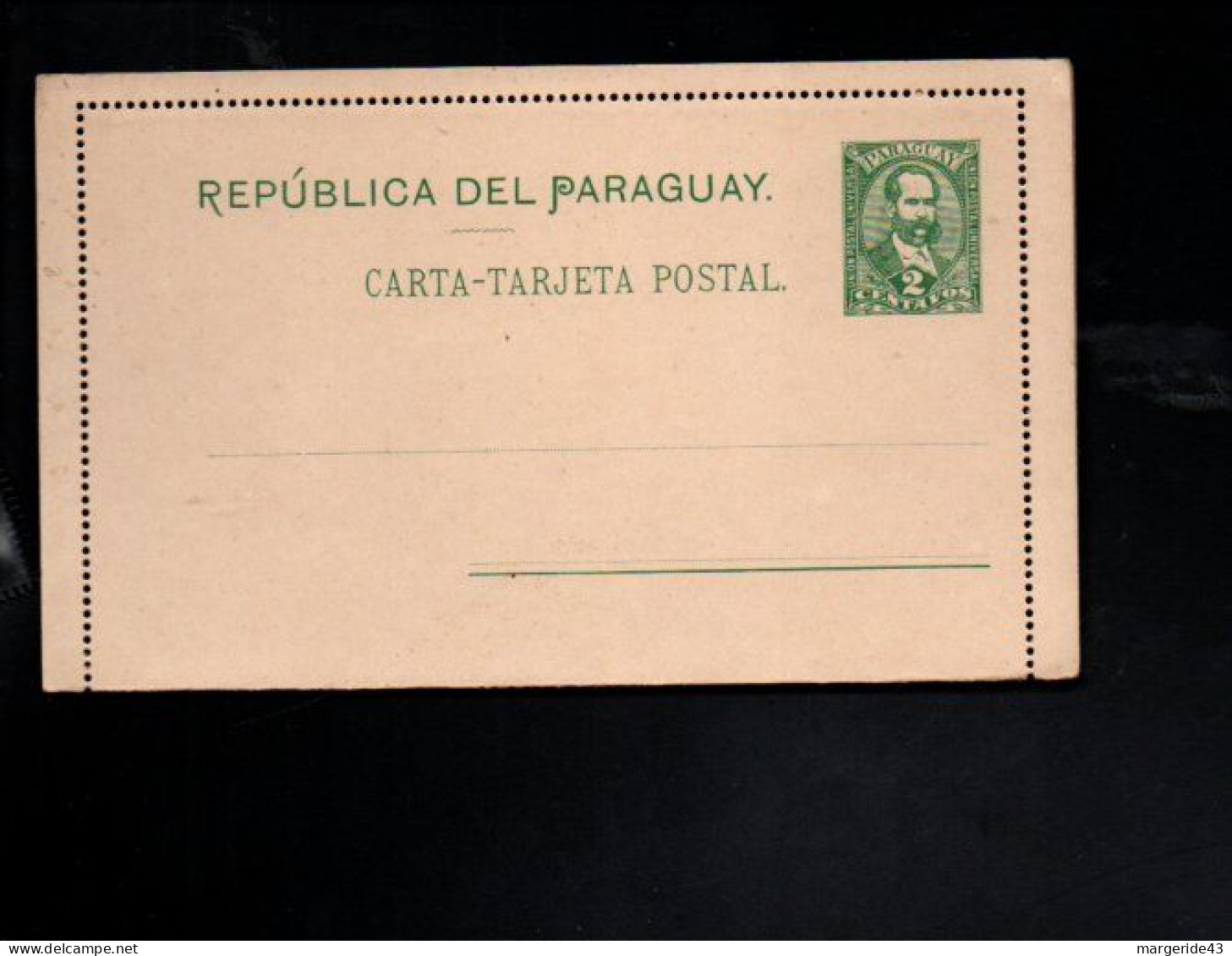 PARAGUAY ENTIER LETTRE 2 CENTAVOS VERT NEUF - Paraguay