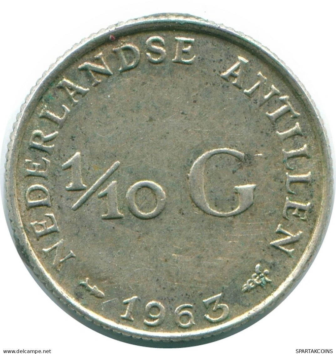 1/10 GULDEN 1963 NIEDERLÄNDISCHE ANTILLEN SILBER Koloniale Münze #NL12644.3.D.A - Niederländische Antillen