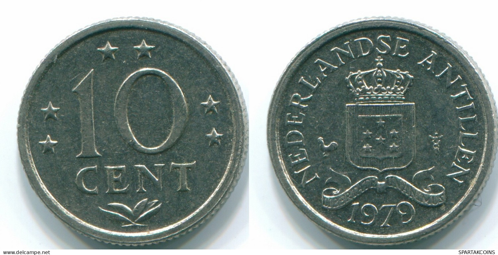 10 CENTS 1979 NETHERLANDS ANTILLES Nickel Colonial Coin #S13600.U.A - Niederländische Antillen