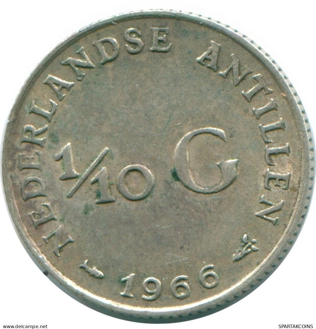 1/10 GULDEN 1966 NIEDERLÄNDISCHE ANTILLEN SILBER Koloniale Münze #NL12802.3.D.A - Antilles Néerlandaises