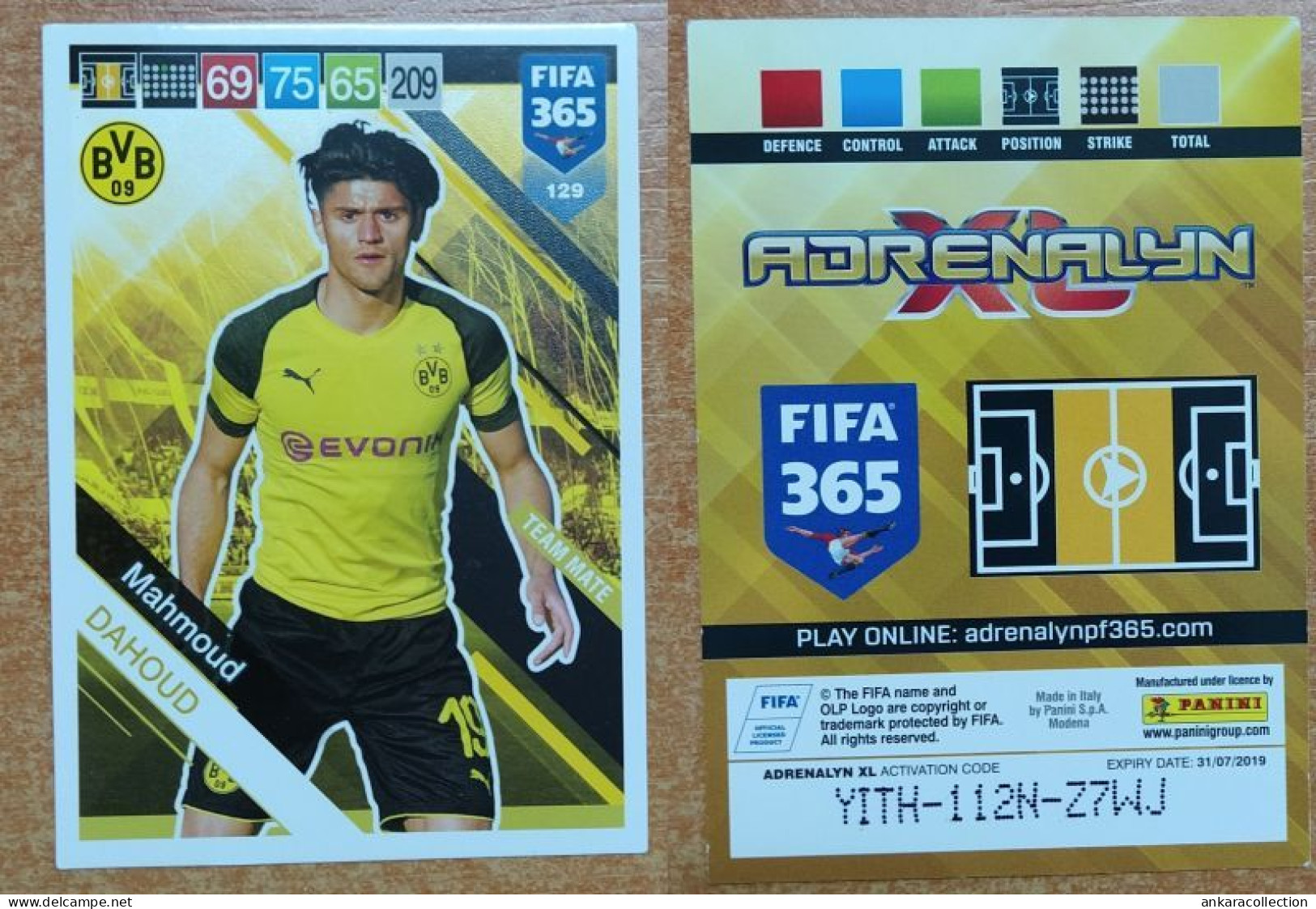 AC - 129 MAHMOUD DAHOUD  BORUSSIA DORTMUND  PANINI FIFA 365 2019 ADRENALYN TRADING CAR - Trading Cards