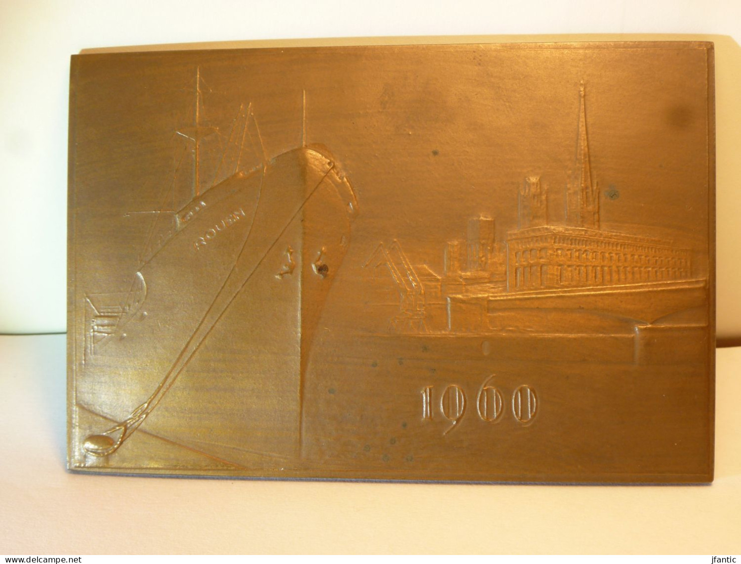 Coëffin J.H, Rouen 1960,aménagement Du Port De Rouen, Bronze, Médaille Ancienne En Bronze, Boite D'origine. - Otros & Sin Clasificación