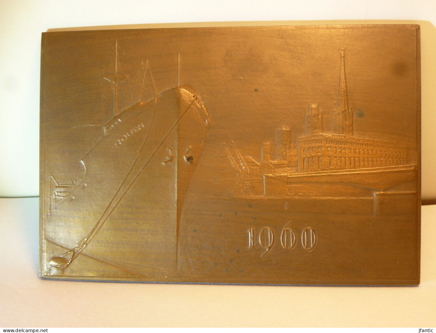 Coëffin J.H, Rouen 1960,aménagement Du Port De Rouen, Bronze, Médaille Ancienne En Bronze, Boite D'origine. - Other & Unclassified