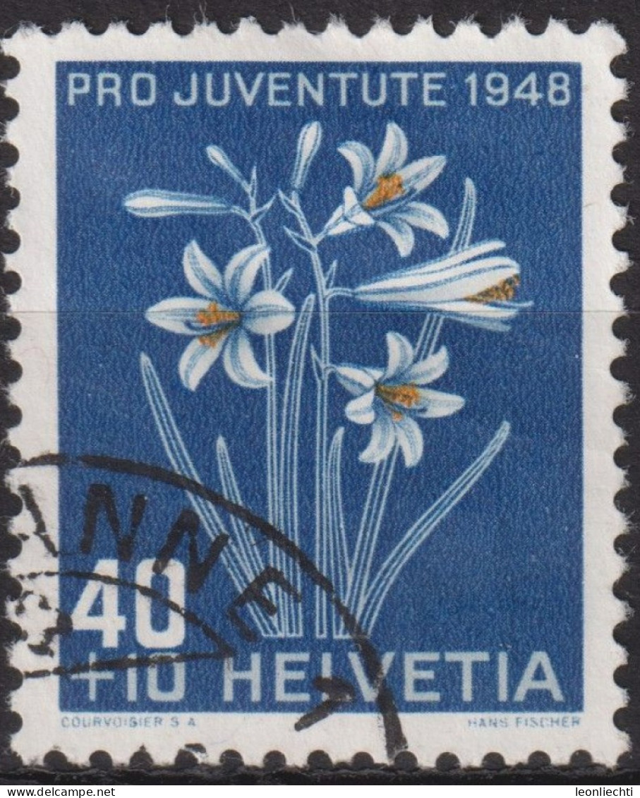 1948 Schweiz Pro Juventute ° Mi:CH 517, Yt:CH 470, Zum:CH J128, Paradieslilie - Used Stamps