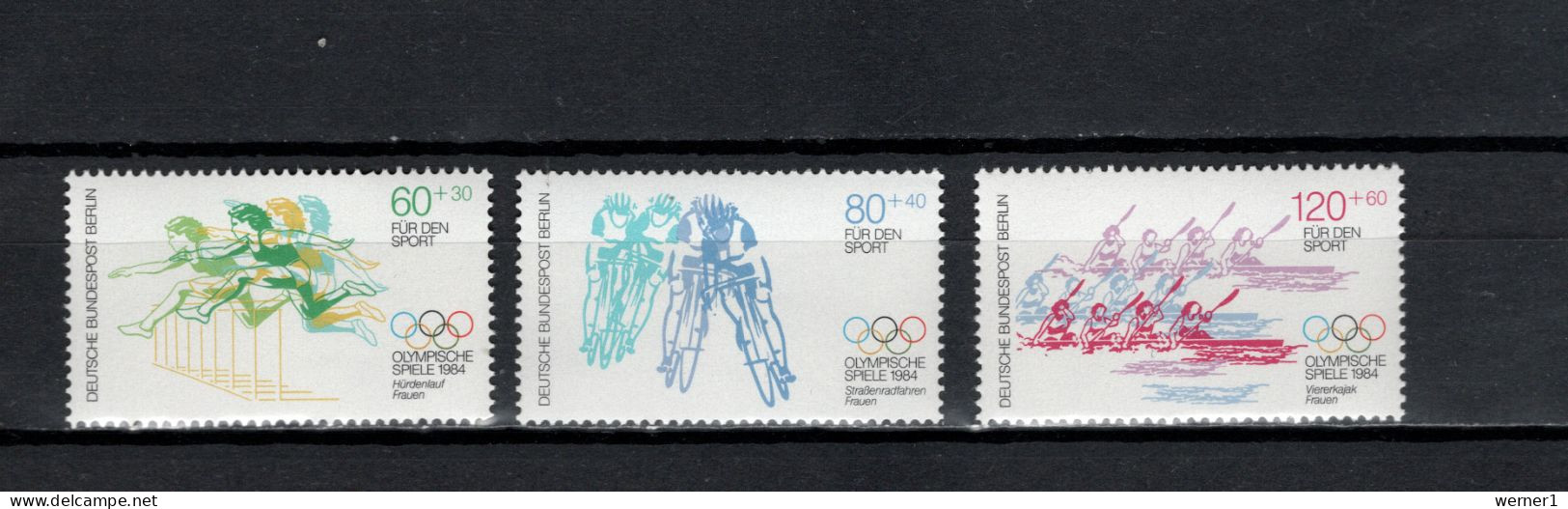 Germany - Berlin 1984 Olympic Games Los Angeles, Hurdles, Cycling, Rowing Set Of 3 MNH - Verano 1984: Los Angeles