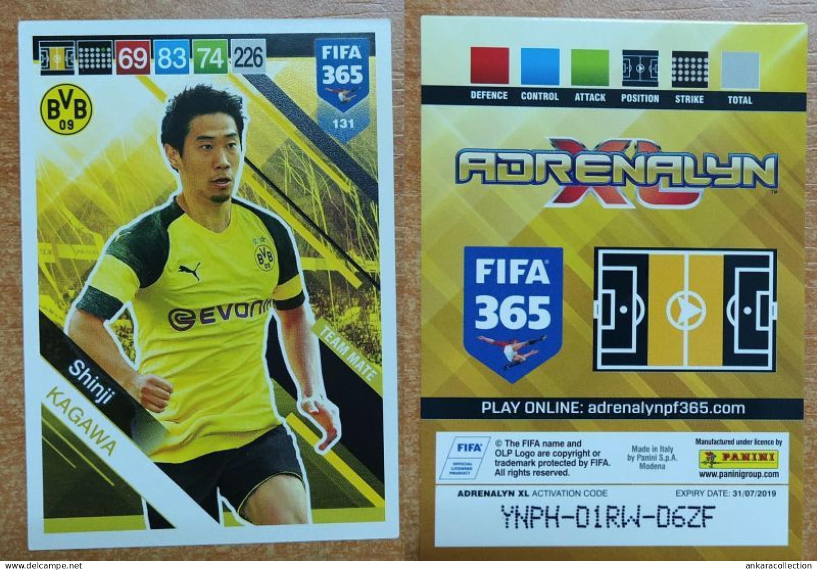 AC - 131 SHINJI KAWAGA  BORUSSIA DORTMUND  PANINI FIFA 365 2019 ADRENALYN TRADING CARD - Tarjetas