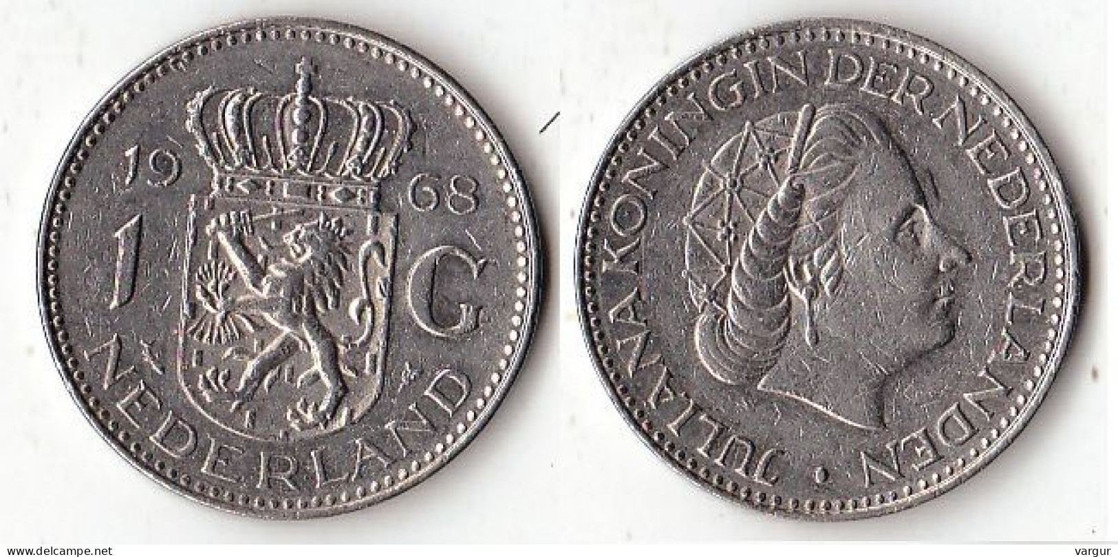 NETHERLANDS 1968. 1 Gulden Coin. Km#184a, UNC - 1948-1980 : Juliana