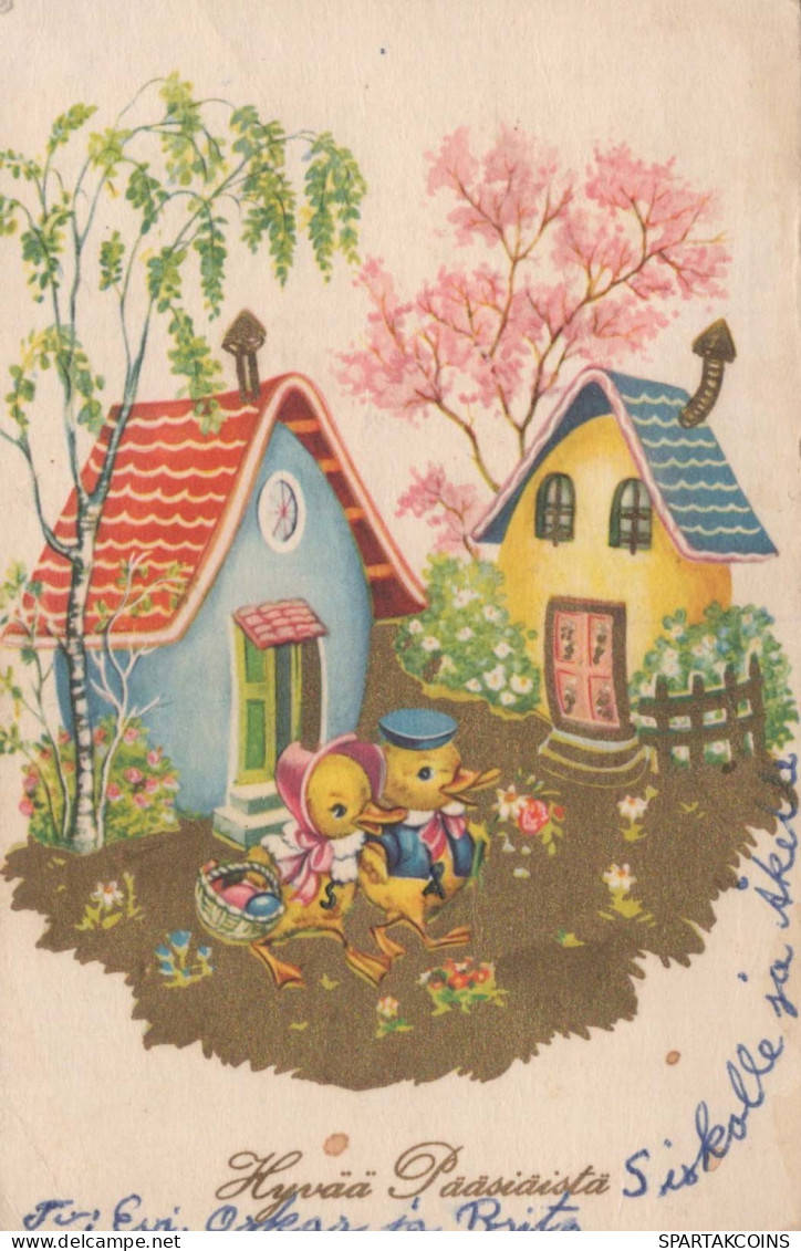 PASQUA POLLO UOVO Vintage Cartolina CPA #PKE193.A - Ostern