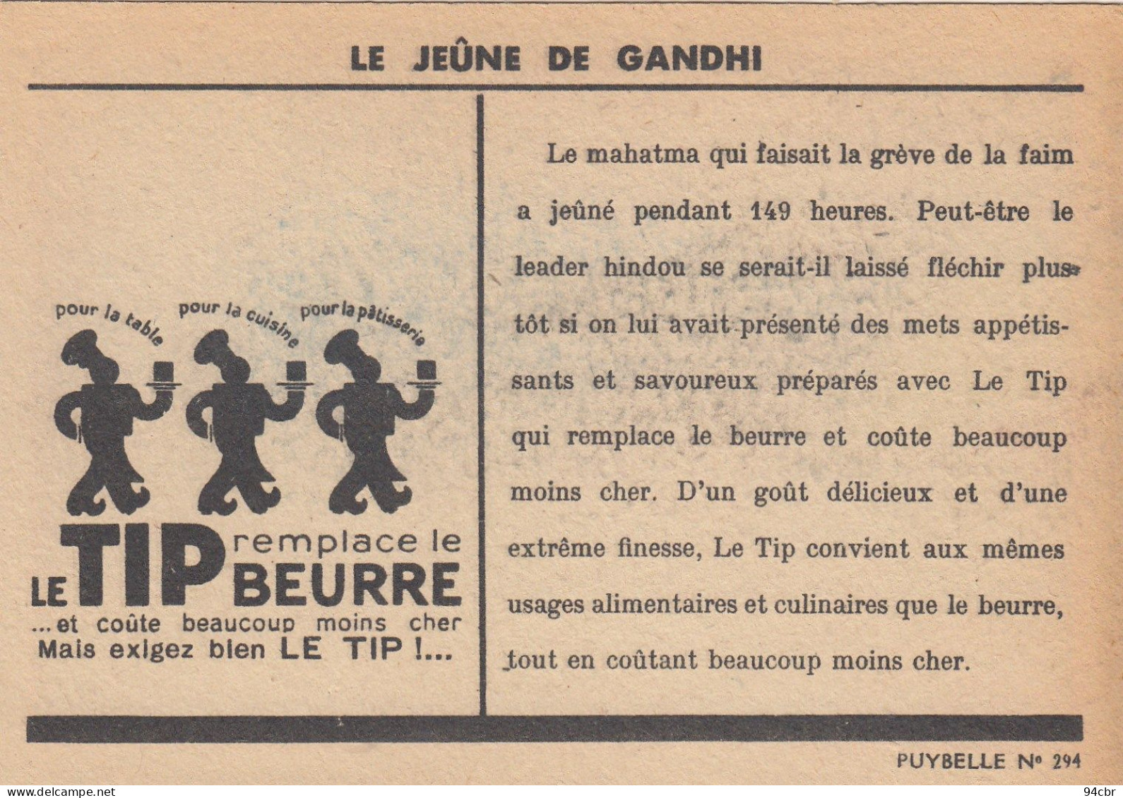 CPA (  Publicité )  Beurre LE TIP Le Jeune De Gandhi    (b.bur Theme) - Autres & Non Classés