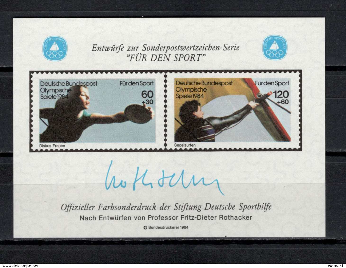 Germany 1984 Olympic Games Los Angeles, Sailing Etc. Vignette MNH - Zomer 1984: Los Angeles