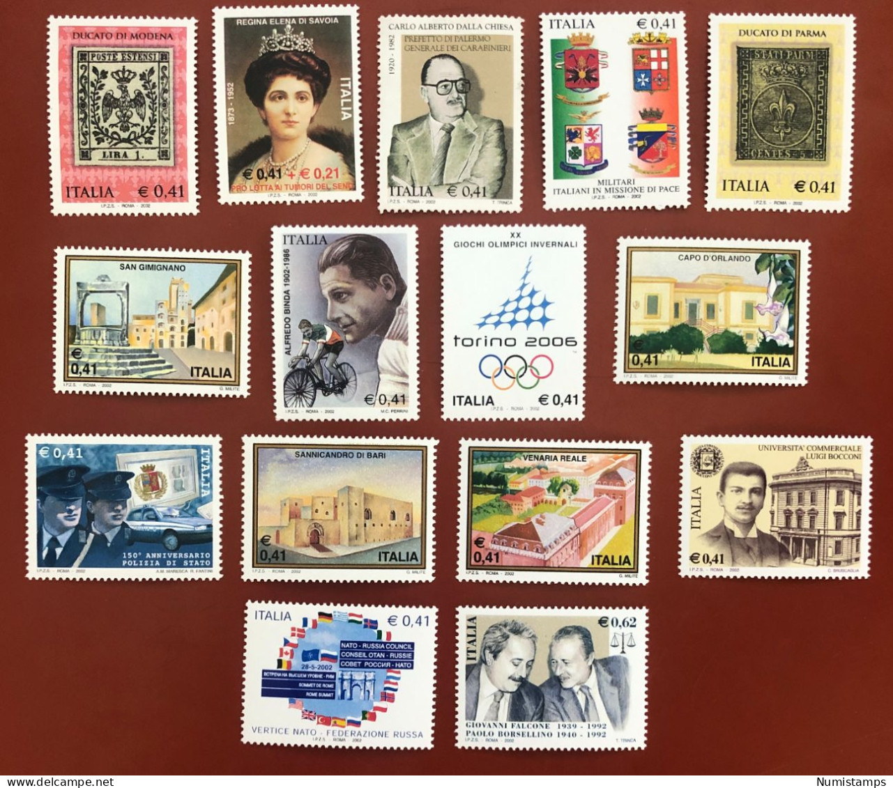 2002 - Italian Republic (15 New Stamps) - MNH - ITALY STAMPS - 2001-10: Nieuw/plakker