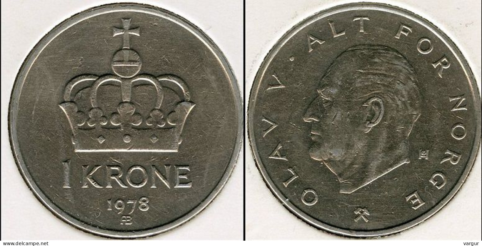 NORWAY 1978. 1 Krone Coin. Km#419, XF - Norvège