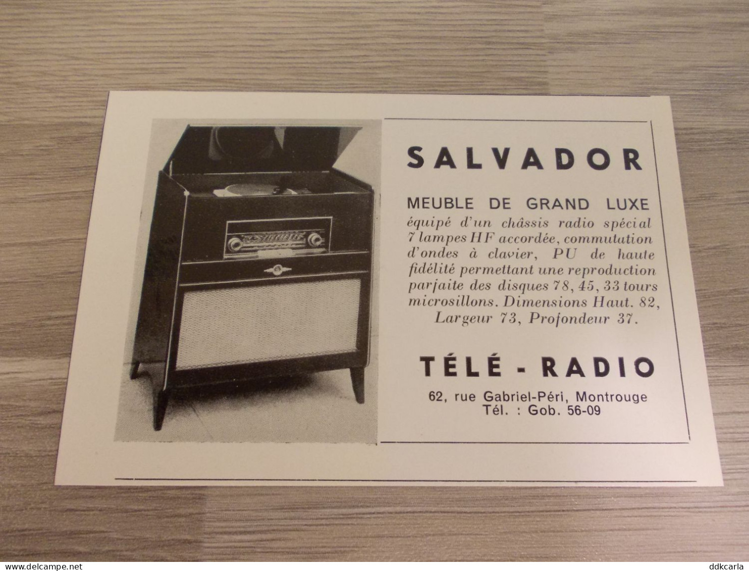 Reclame Advertentie Uit Oud Tijdschrift 1955 - SALVADOR Meuble De Grand Luxe - Télé-Radio à Montrouge - Advertising