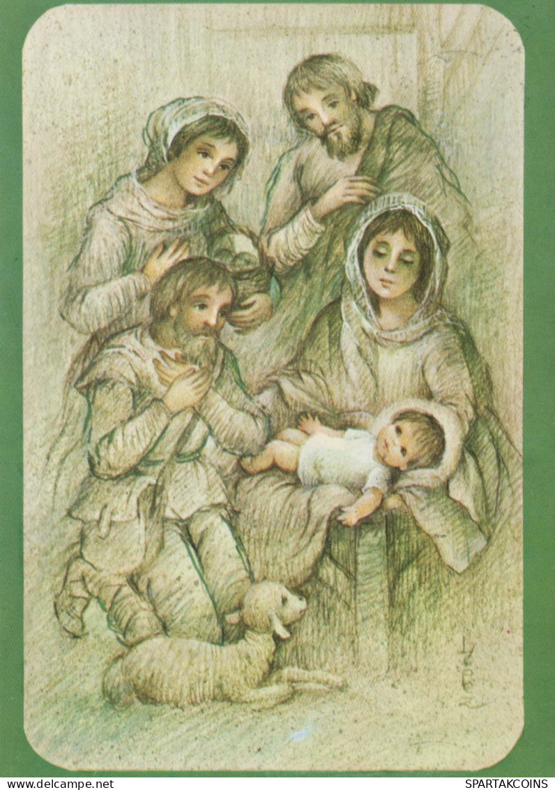 Vergine Maria Madonna Gesù Bambino Natale Religione Vintage Cartolina CPSM #PBB714.A - Virgen Mary & Madonnas