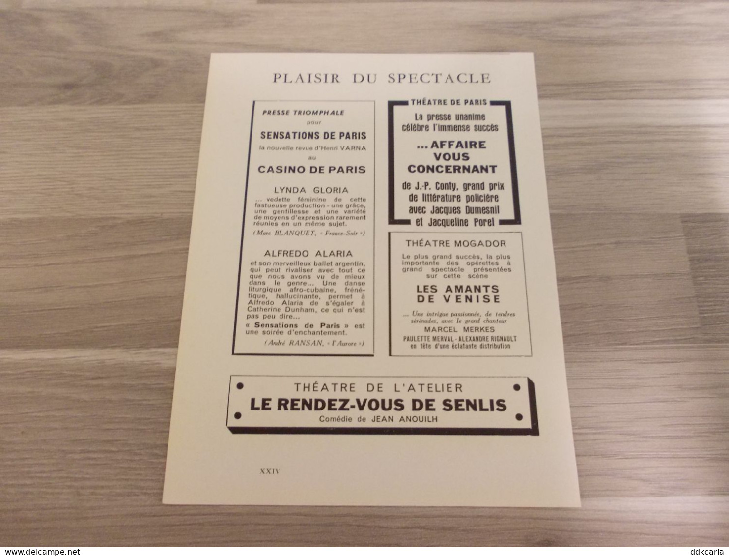 Reclame Advertentie Uit Oud Tijdschrift 1955 - Plaisir Du Spectacle - Casino De Paris / Théâtre De Paris - Mogador - Advertising