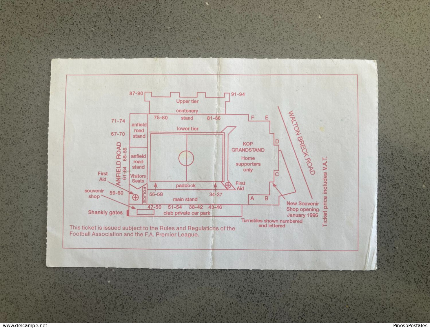 Liverpool V Tottenham Hotspur 1994-95 Match Ticket - Match Tickets