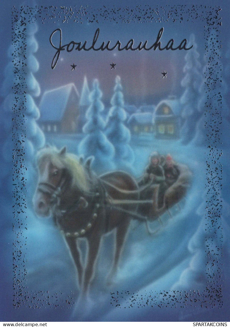 Bonne Année Noël CHEVAL Vintage Carte Postale CPSM Unposted #PBA614.A - Nouvel An