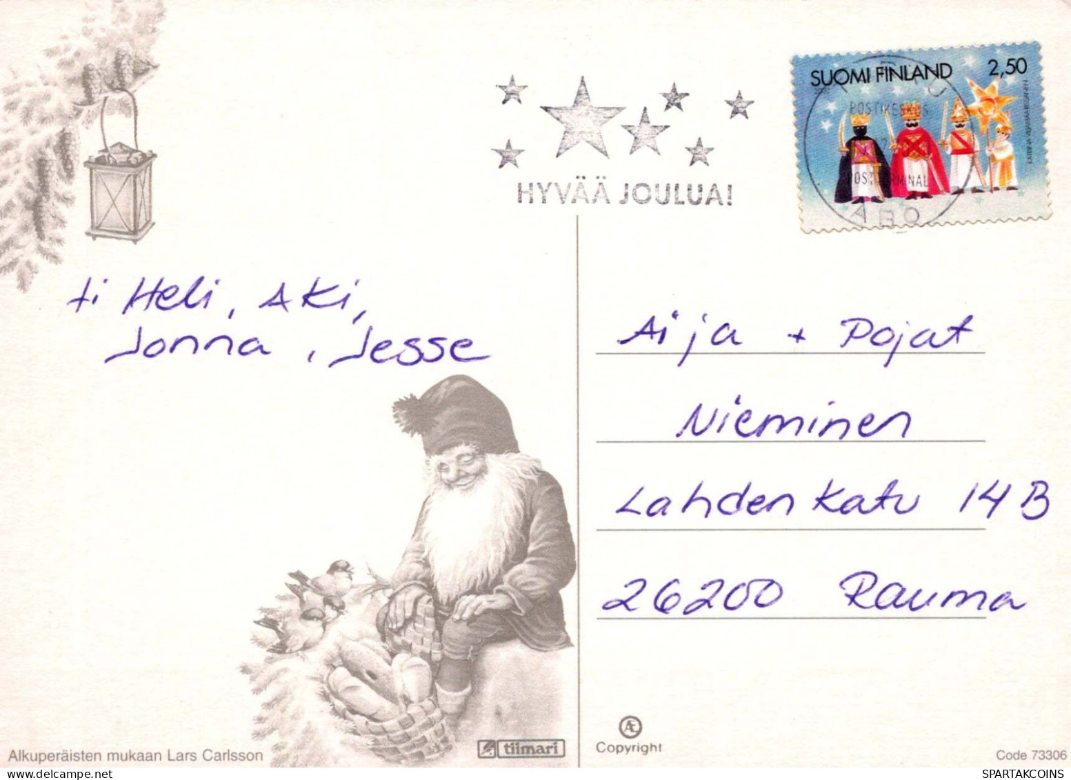 SANTA CLAUS Happy New Year Christmas GNOME Vintage Postcard CPSM #PBA666.A - Santa Claus