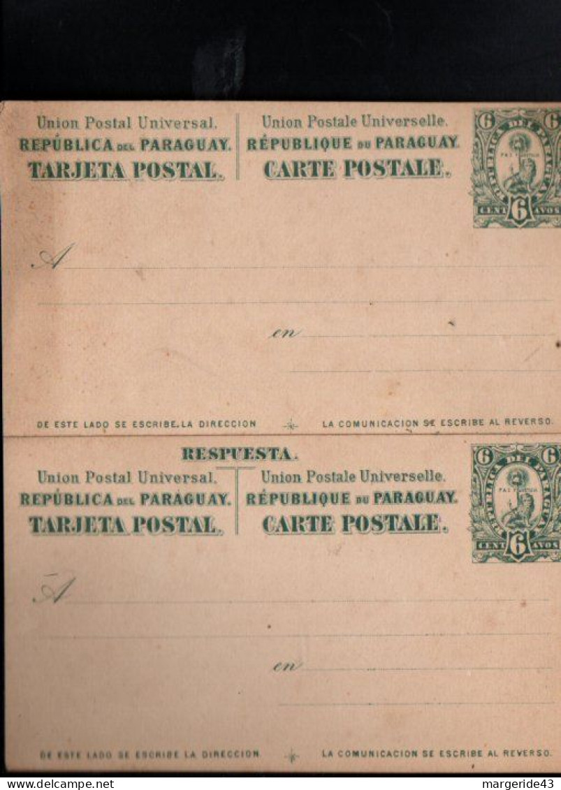 PARAGUAY ENTIER CARTE REPONSE 6 CENTAVOS VERT NEUF - Paraguay