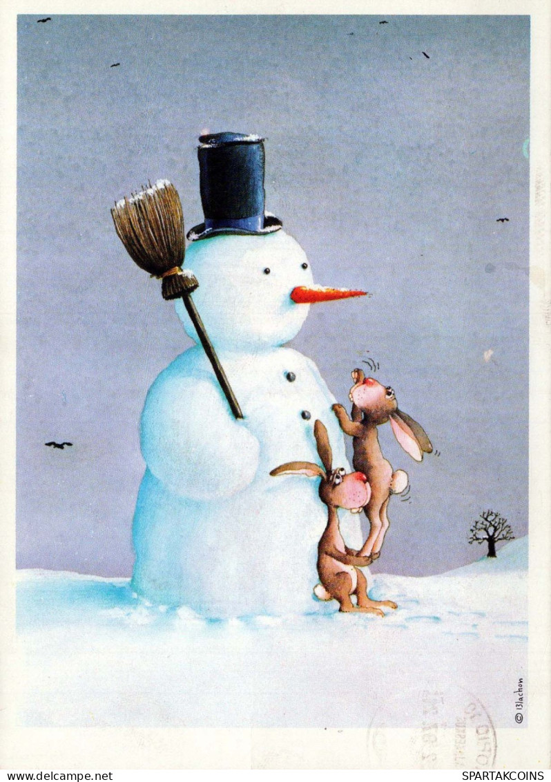 Neujahr Weihnachten SCHNEEMANN Vintage Ansichtskarte Postkarte CPSM #PAZ619.A - Nouvel An