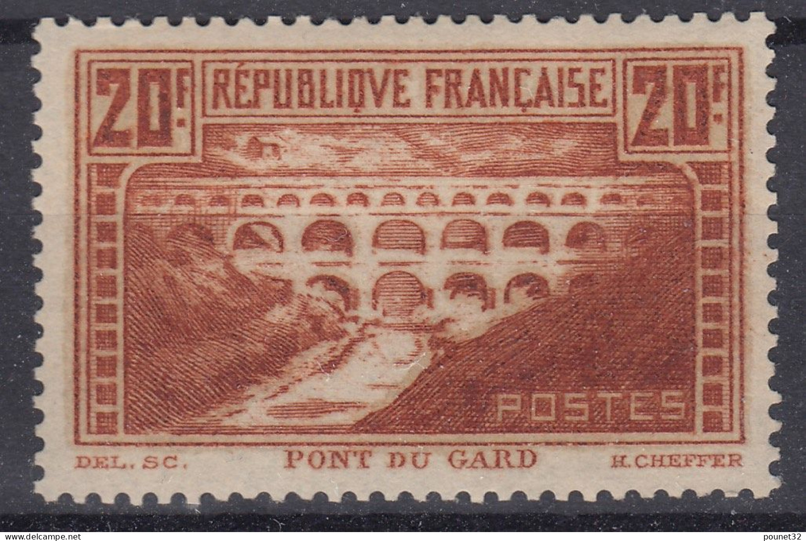 FRANCE PONT GARD N° 262e IIA RIVIERE BLANCHE NEUF * GOMME TRACE DE CHARNIERE - COTE 535 € - Ongebruikt