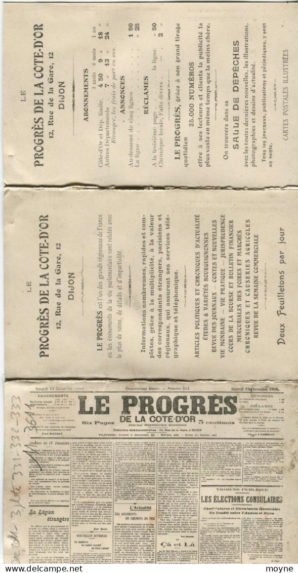 3611- DIJON -  LE PROGRES De COTE D'OR (Presse - Métier) - 3 Volets  Format Cpa - Tres Gros Plans -TRES RARE - Dijon