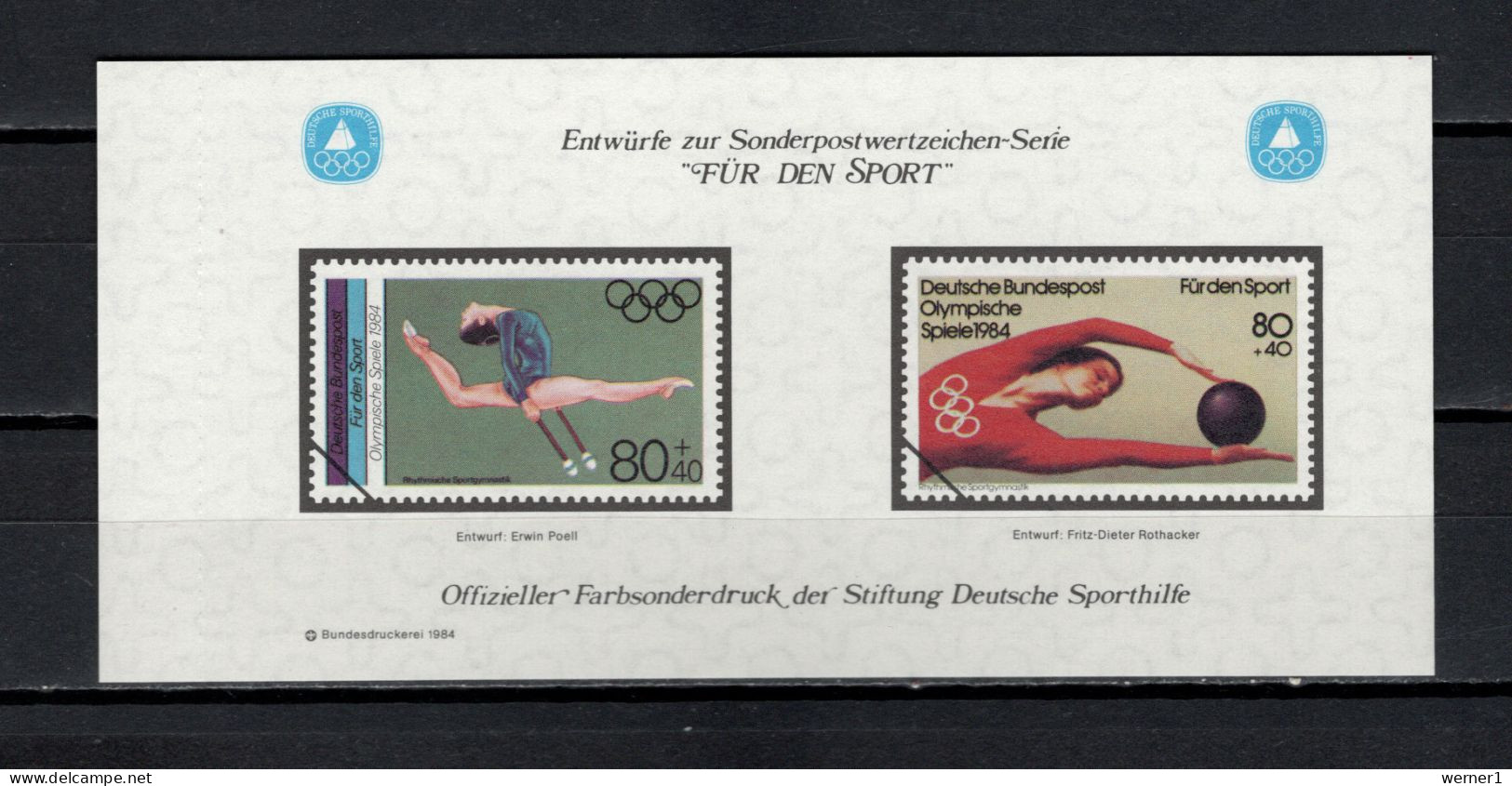 Germany 1984 Olympic Games Los Angeles, Gymnastics Vignette MNH - Zomer 1984: Los Angeles