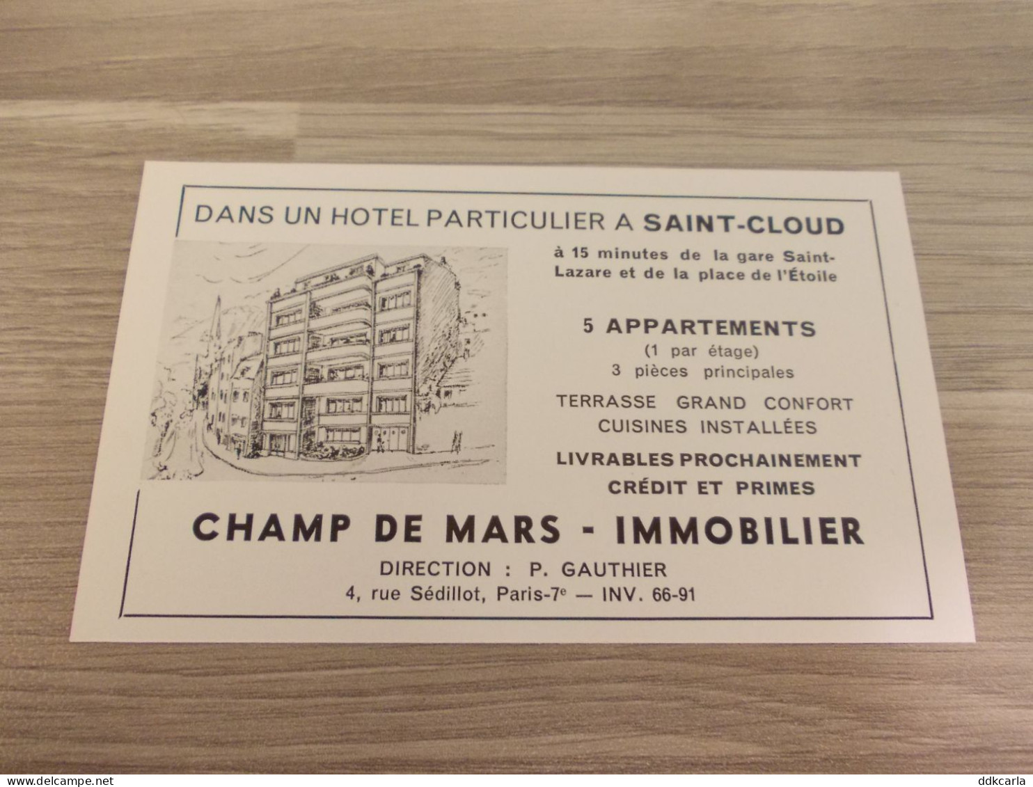 Reclame Advertentie Uit Oud Tijdschrift 1955 - Dans Un Hotel Particulier à Saint-Cloud - Champ De Mars - Immobilier - Werbung