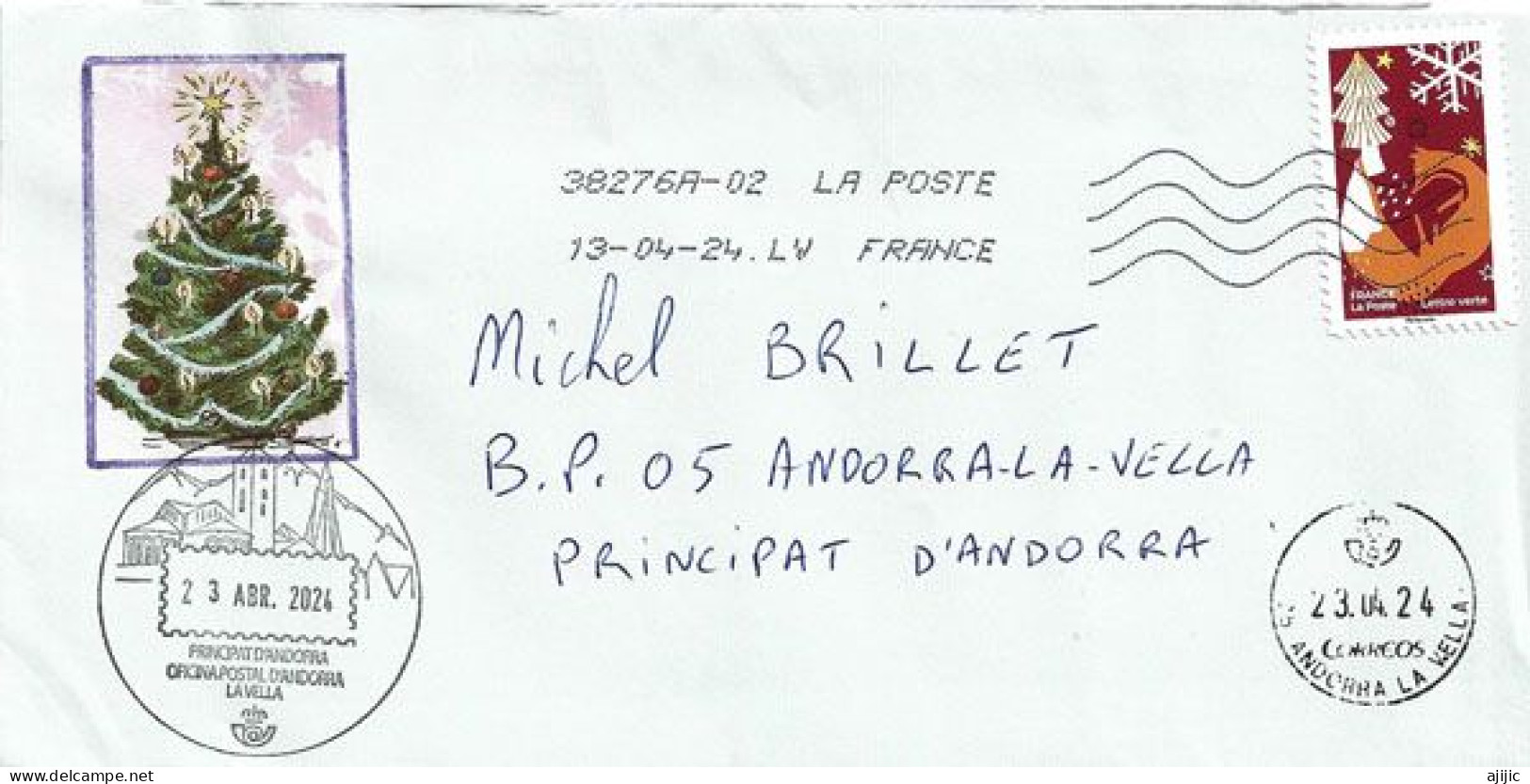 2024. New Year , Letter To Andorra, With Andorran Illustrated Arrival Postmarks - Brieven En Documenten