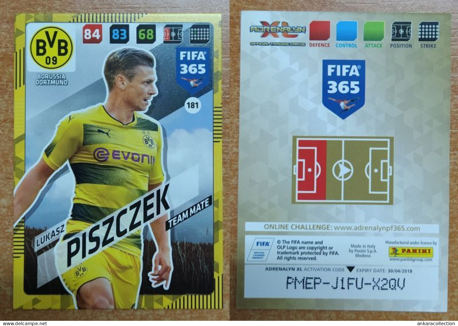 AC - 189 PIERRE EMERICK AUBAMEYANG  BORUSSIA DORTMUND  PANINI FIFA 365 2018 ADRENALYN TRADING CARD - Trading Cards