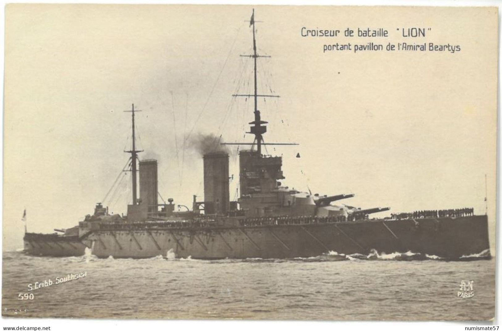CPA Croiseur De Bataille LION Portant Pavillon De L'Amiral Beartys - Ed. A. Noyer - Warships