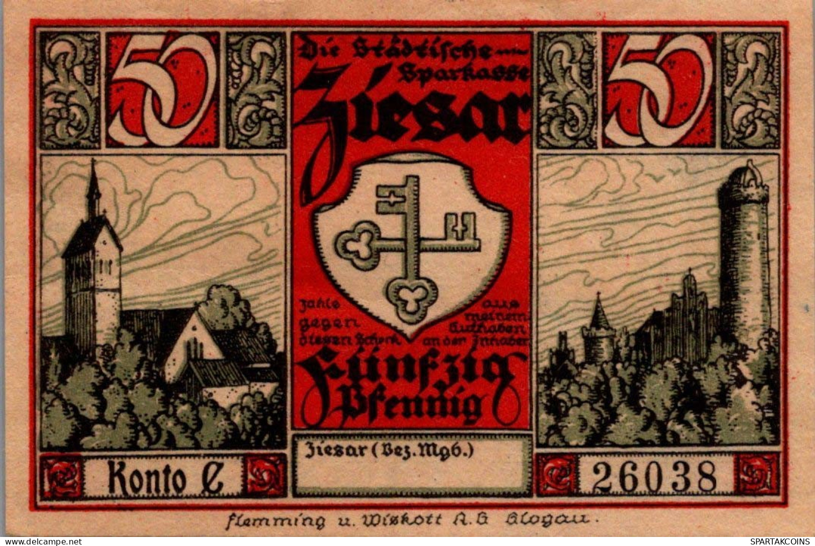 50 PFENNIG 1914-1924 Stadt ZIESAR Saxony UNC DEUTSCHLAND Notgeld Banknote #PD395 - [11] Emissions Locales