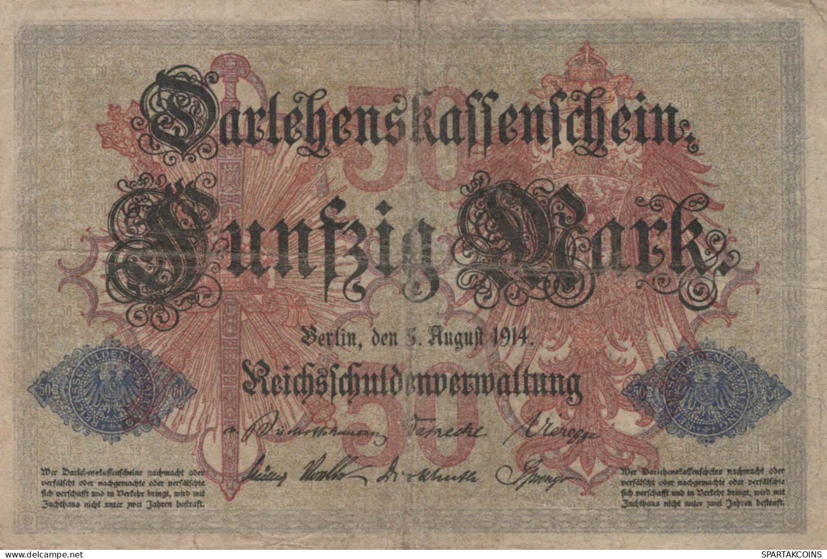 50 MARK 1914 Stadt BERLIN DEUTSCHLAND Papiergeld Banknote #PL250 - Lokale Ausgaben