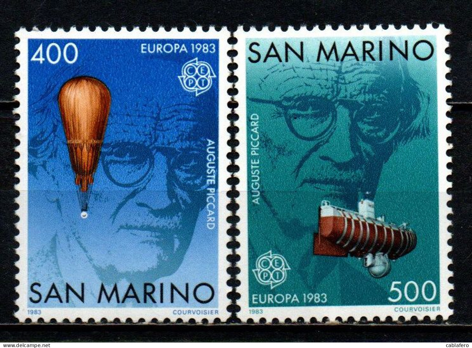 SAN MARINO - 1983 - EUROPA UNITA: GRANDI OPERE DEL GENIO UMANO - PICCARD - AEROSTATO - BATISCAFO - MNH - Unused Stamps