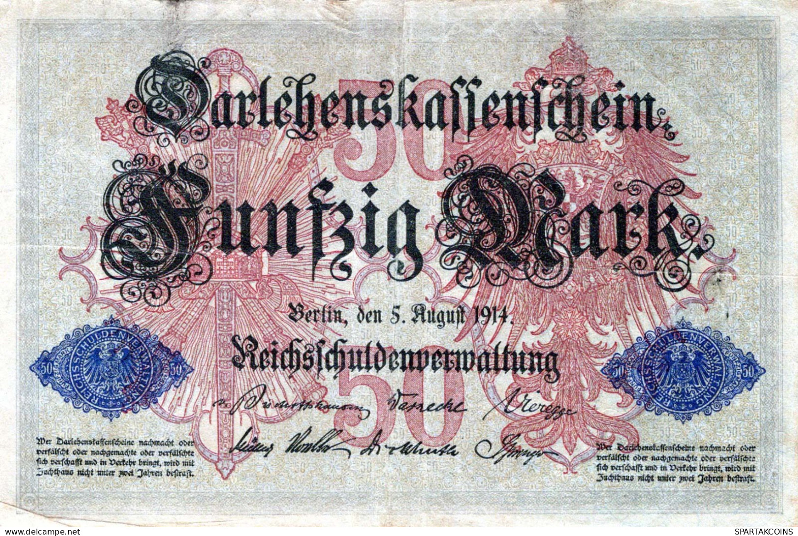 50 MARK 1914 Stadt BERLIN DEUTSCHLAND Papiergeld Banknote #PL212 - Lokale Ausgaben