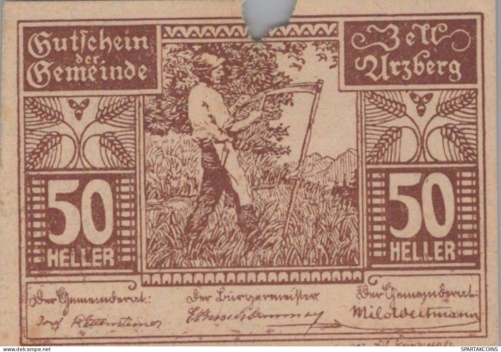 50 HELLER 1920 Stadt ZELL ARZBERG Oberösterreich Österreich Notgeld #PI344 - Lokale Ausgaben