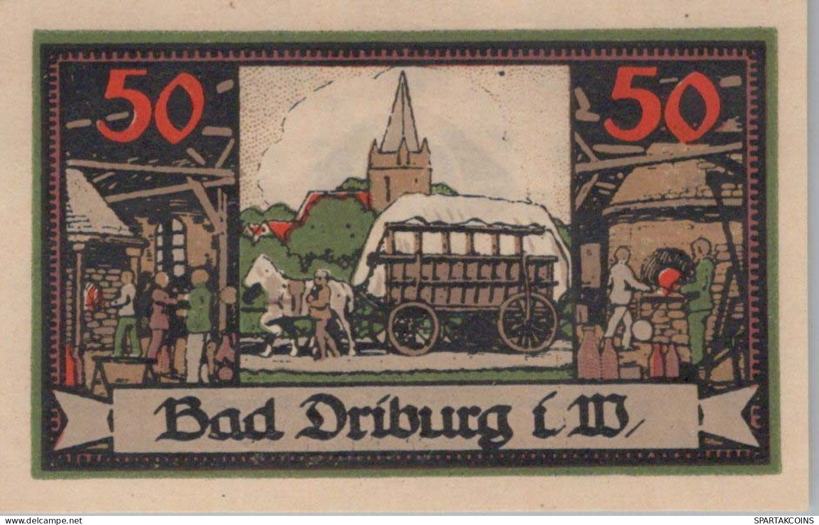 50 PFENNIG 1921 Stadt BAD DRIBURG Westphalia UNC DEUTSCHLAND Notgeld #PA499 - [11] Lokale Uitgaven