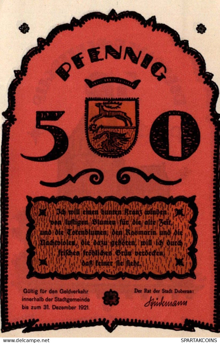 50 PFENNIG 1921 Stadt BAD DOBERAN Mecklenburg-Schwerin UNC DEUTSCHLAND #PI506 - [11] Lokale Uitgaven