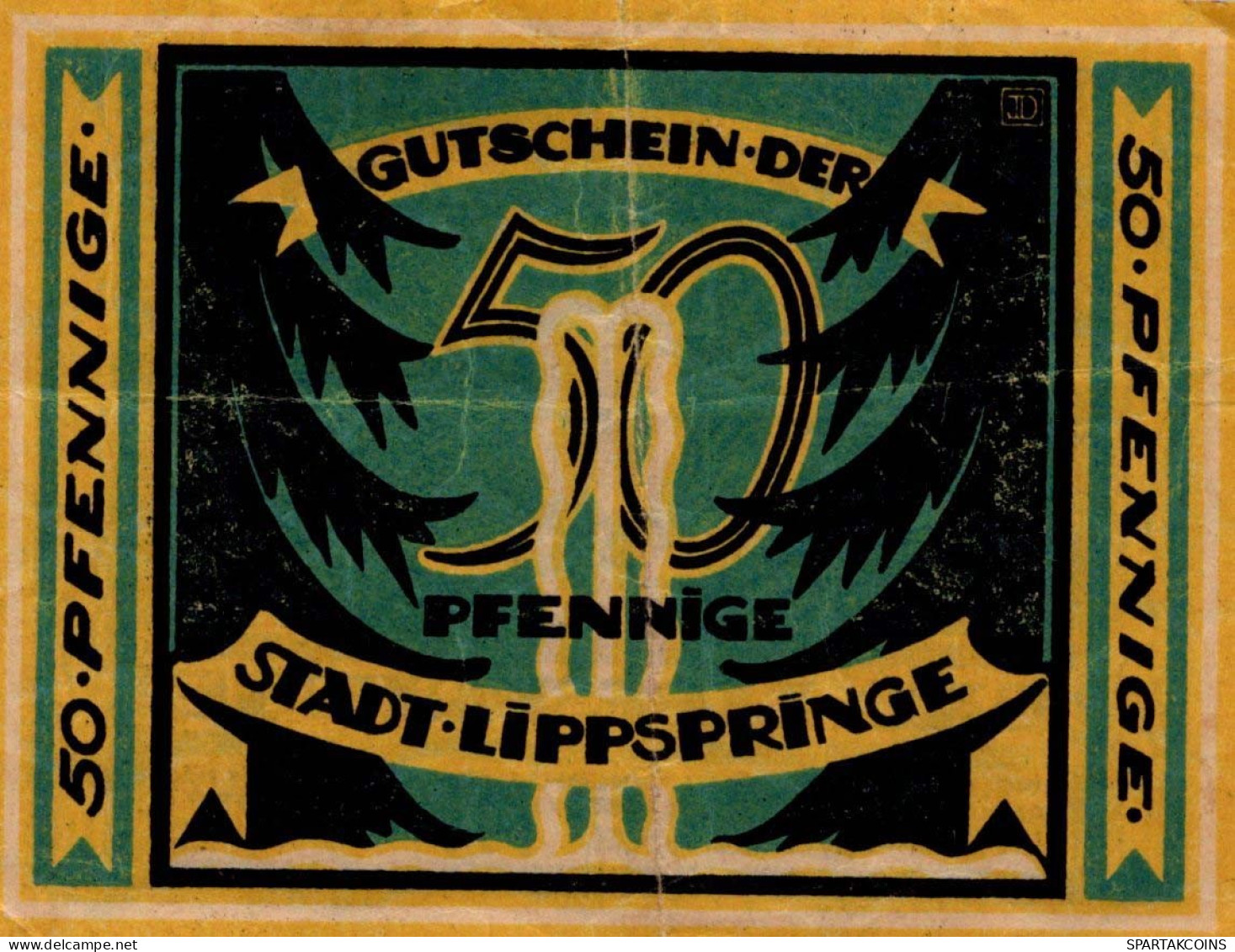 50 PFENNIG 1921 Stadt BAD LIPPSPRINGE Westphalia UNC DEUTSCHLAND Notgeld #PH240 - [11] Lokale Uitgaven