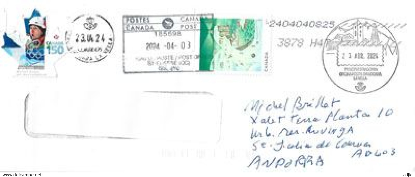 2024. Lettre Quebec à Andorra (Principauté) Avec Timbre à Date Illustré D'arrivée - Storia Postale