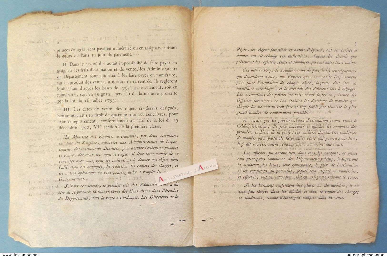 ● Circulaire An 4 De La République Vente De Bois Nationaux / Maisons Parcs Saint Cloud Meudon Vincennes Madrid Bagatelle - Decretos & Leyes