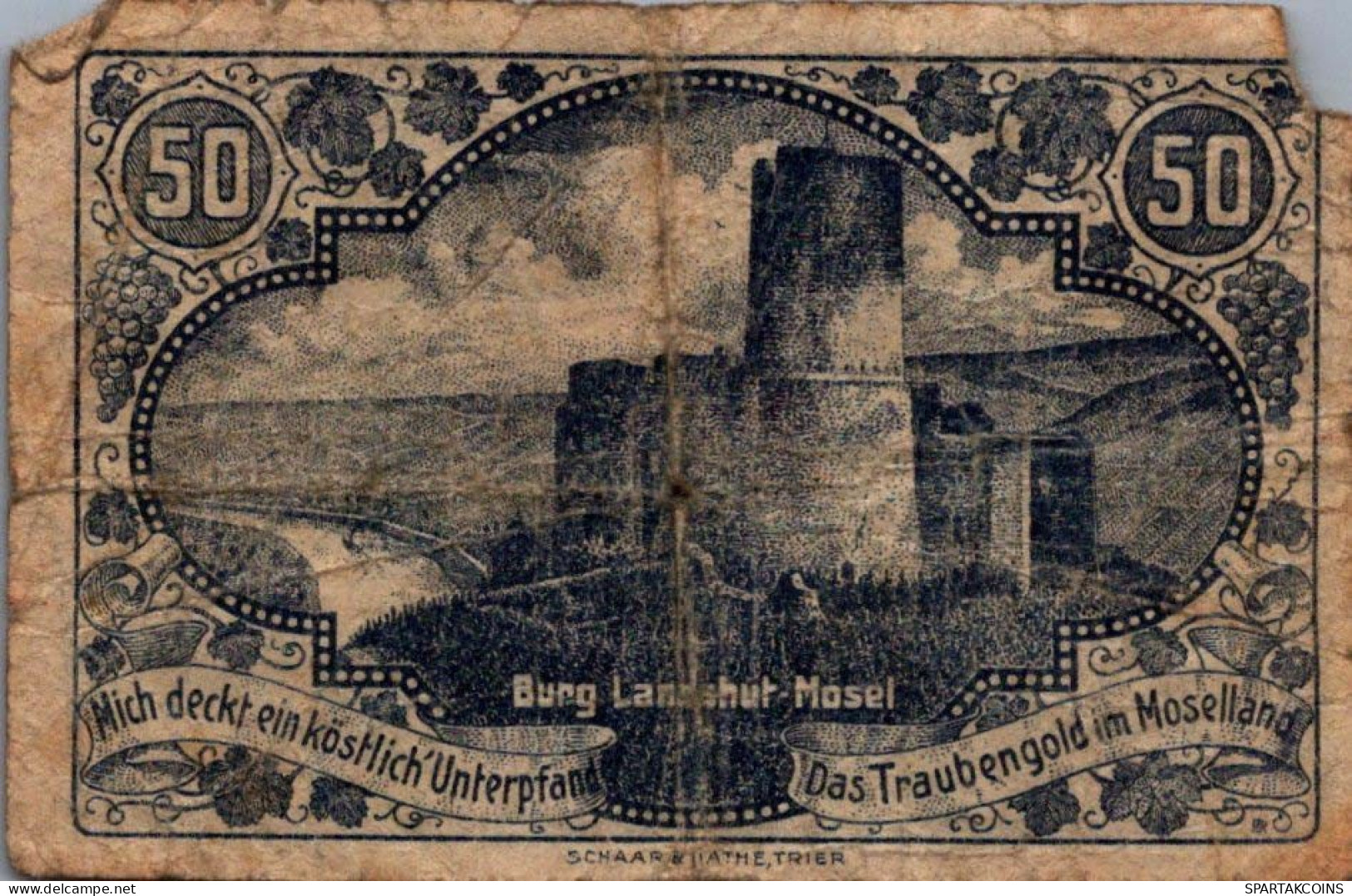 50 PFENNIG 1920 Stadt BERNKASTEL Rhine DEUTSCHLAND Notgeld Banknote #PG456 - [11] Local Banknote Issues