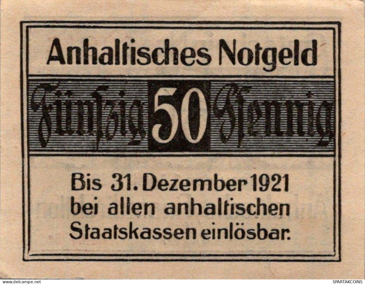 50 PFENNIG 1920 Stadt ANHALT Anhalt UNC DEUTSCHLAND Notgeld Banknote #PC447 - [11] Local Banknote Issues