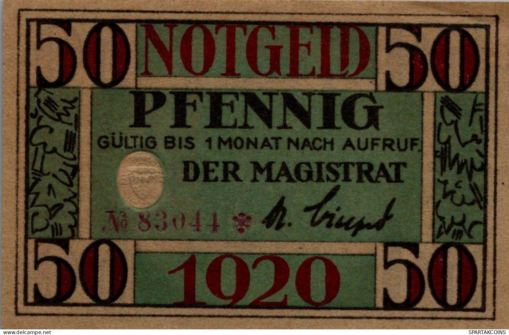 50 PFENNIG 1920 Stadt ARNSTADT Thuringia UNC DEUTSCHLAND Notgeld Banknote #PC336 - [11] Local Banknote Issues