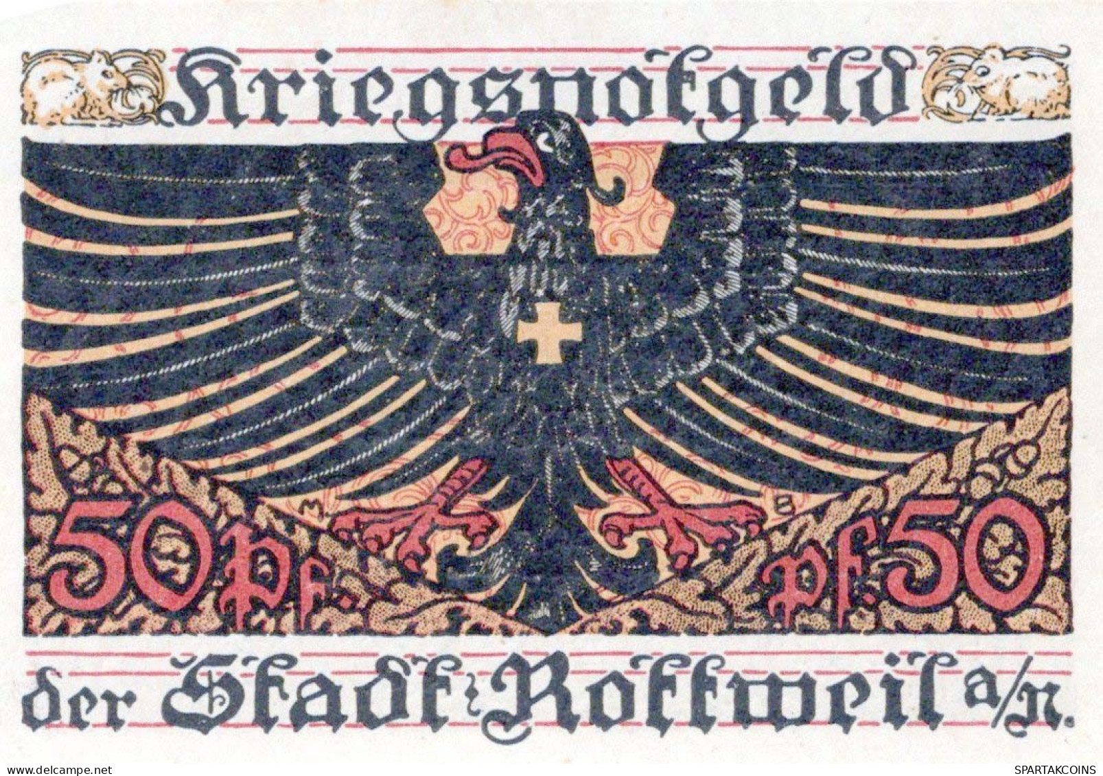 50 PFENNIG 1919 Stadt ROTTWEIL Württemberg UNC DEUTSCHLAND Notgeld #PH588 - [11] Local Banknote Issues