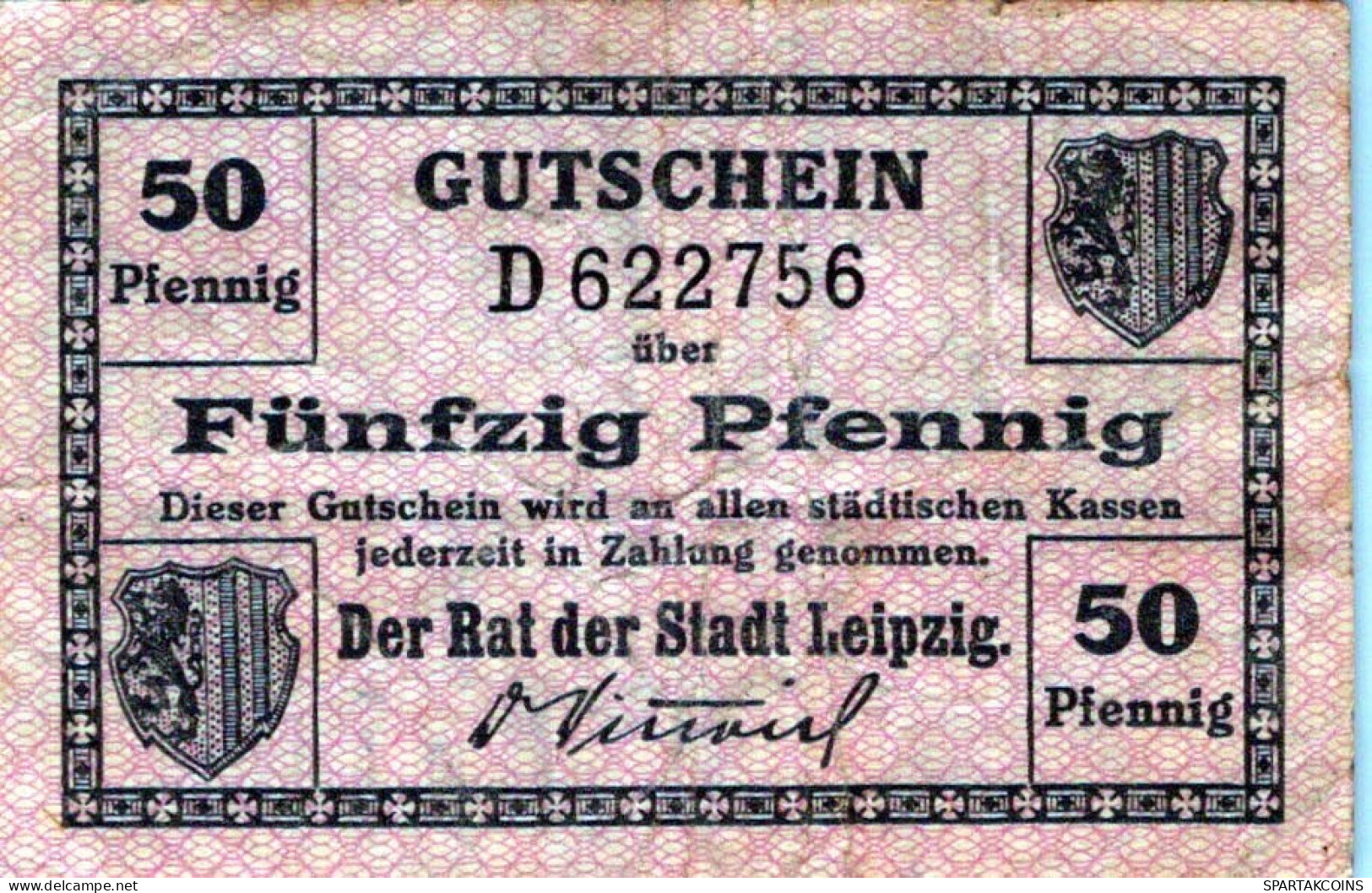 50 PFENNIG 1919 Stadt LEIPZIG Saxony DEUTSCHLAND Notgeld Banknote #PI191 - [11] Local Banknote Issues